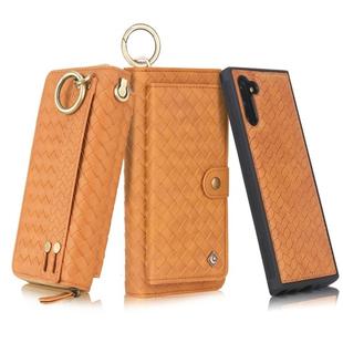 For Galaxy Note 10 POLA Multi-function Fashion Weave Magnetic Horizontal Flip Leather Case with Card Slots & Wallet & Photo Frame & Lanyard(Brown)