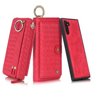 For Galaxy Note 10 POLA Multi-function Fashion Weave Magnetic Horizontal Flip Leather Case with Card Slots & Wallet & Photo Frame & Lanyard(Red)