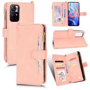 For Xiaomi Redmi Note 11 CN Version/Poco M4 Pro/Redmi 10 Zipper Bag Leather Phone Case(Pink)