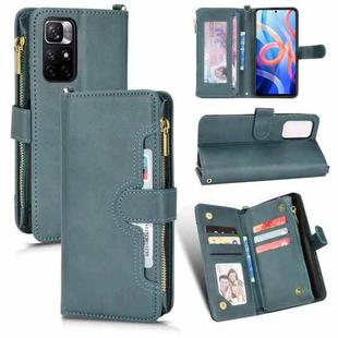 For Xiaomi Redmi Note 11 CN Version/Poco M4 Pro/Redmi 10 Zipper Bag Leather Phone Case(Green)