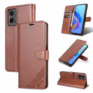 For OPPO A36 4G / A76 4G AZNS Sheepskin Texture Flip Leather Phone Case(Brown)