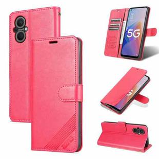 For OPPO A96 5G / Reno7 Z Overseas Version  AZNS Sheepskin Texture Flip Leather Phone Case(Red)