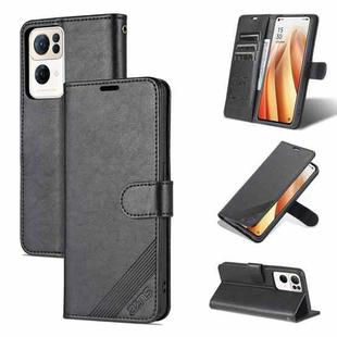 For OPPO Reno7 Pro 5G AZNS Sheepskin Texture Flip Leather Phone Case(Black)
