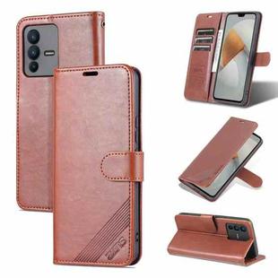 For vivo S12 / V23 AZNS Sheepskin Texture Flip Leather Phone Case(Brown)