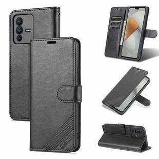 For vivo S12 / V23 AZNS Sheepskin Texture Flip Leather Phone Case(Black)