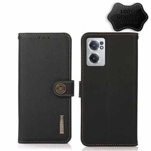 For OnePlus Nord CE 2 5G KHAZNEH Custer Genuine Leather RFID Phone Case(Black)