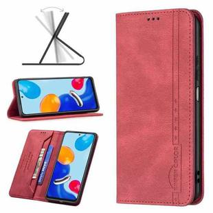For Xiaomi Redmi Note 11 International Version Magnetic RFID Blocking Anti-Theft Leather Phone Case(Red)