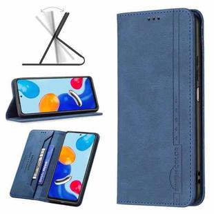 For Xiaomi Redmi Note 11 International Version Magnetic RFID Blocking Anti-Theft Leather Phone Case(Blue)