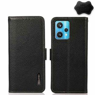 For OPPO Realme 9 Pro+ KHAZNEH Side-Magnetic Litchi Genuine Leather RFID Phone Case(Black)