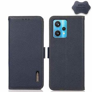 For OPPO Realme 9 Pro+ KHAZNEH Side-Magnetic Litchi Genuine Leather RFID Phone Case(Blue)