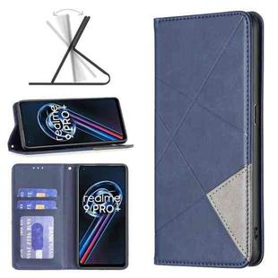 For OPPO Realme 9 Pro+ Prismatic Invisible Magnetic Leather Phone Case(Blue)