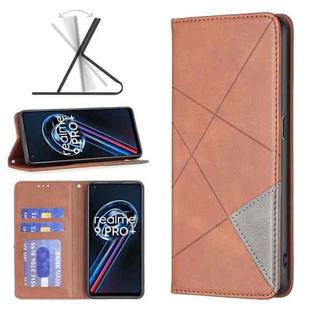 For OPPO Realme 9 Pro+ Prismatic Invisible Magnetic Leather Phone Case(Brown)