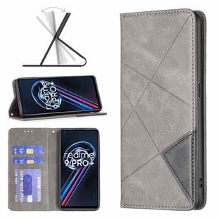 For OPPO Realme 9 Pro+ Prismatic Invisible Magnetic Leather Phone Case(Grey)