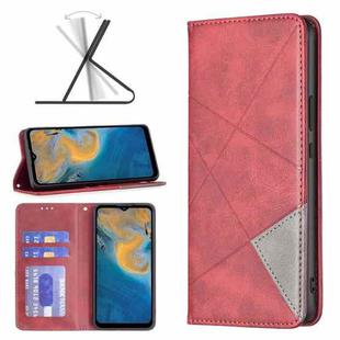 For ZTE Blade A51 Prismatic Invisible Magnetic Leather Phone Case(Red)