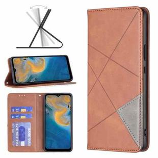 For ZTE Blade A51 Prismatic Invisible Magnetic Leather Phone Case(Brown)