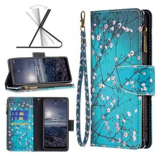 For Nokia G21 / G11 Colored Drawing Pattern Zipper Leather Phone Case(Plum Blossom)