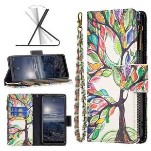 For Nokia G21 / G11 Colored Drawing Pattern Zipper Leather Phone Case(Big Tree)