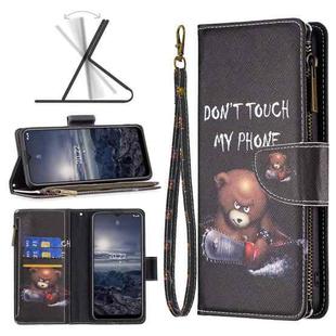 For Nokia G21 / G11 Colored Drawing Pattern Zipper Leather Phone Case(Bear)