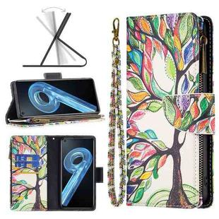 For OPPO A36 4G / A96 4G / A76 4G / K10 4G / Realme 9i Colored Drawing Pattern Zipper Leather Phone Case(Big Tree)