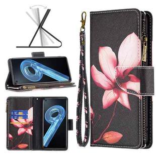 For OPPO A36 4G / A96 4G / A76 4G / K10 4G / Realme 9i Colored Drawing Pattern Zipper Leather Phone Case(Lotus)