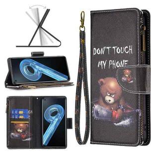 For OPPO A36 4G / A96 4G / A76 4G / K10 4G / Realme 9i Colored Drawing Pattern Zipper Leather Phone Case(Bear)