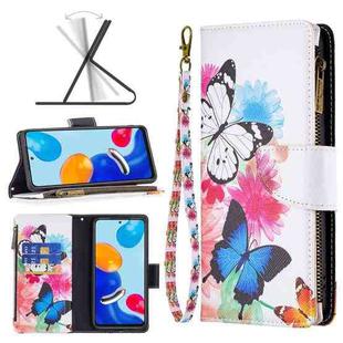 For Xiaomi Redmi Note 11 Colored Drawing Pattern Zipper Leather Phone Case(Two Butterflies)