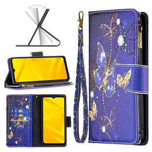 For ZTE Blade A71 Colored Drawing Pattern Zipper Leather Phone Case(Purple Butterfly)