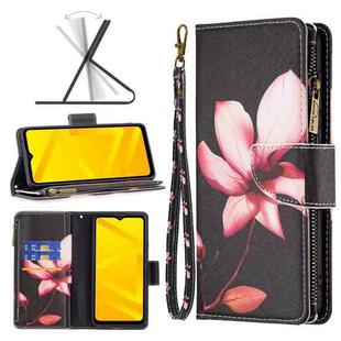 For ZTE Blade A71 Colored Drawing Pattern Zipper Leather Phone Case(Lotus)