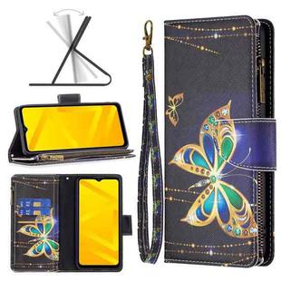 For ZTE Blade A71 Colored Drawing Pattern Zipper Leather Phone Case(Big Butterfly)