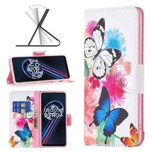 For OPPO Realme 9 Pro+ Colored Drawing Pattern Leather Phone Case(Butterflies)