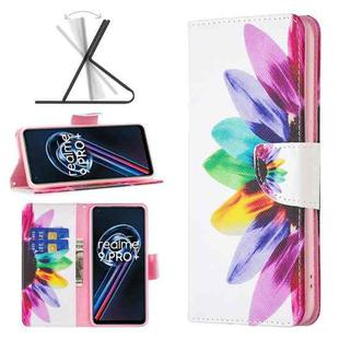 For OPPO Realme 9 Pro+ Colored Drawing Pattern Leather Phone Case(Sun Flower)