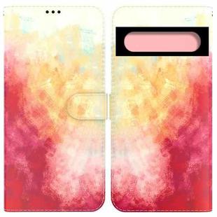 For Google Pixel 7 Watercolor Pattern Horizontal Flip Leather Phone Case(Spring Cherry)
