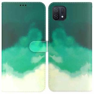 For OPPO A16K Watercolor Pattern Horizontal Flip Leather Phone Case(Cyan Green)