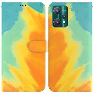 For OPPO Realme 9 Pro Watercolor Pattern Horizontal Flip Leather Phone Case(Autumn Leaf Color)