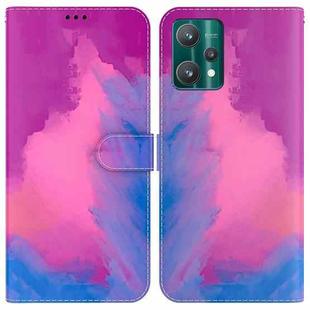 For OPPO Realme 9 Pro+ Watercolor Pattern Horizontal Flip Leather Phone Case(Purple Red)