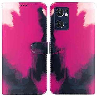 For OPPO Reno7 5G Foreign Version & Taiwan Version / Find X5 Lite Watercolor Pattern Horizontal Flip Leather Phone Case(Berry Color)
