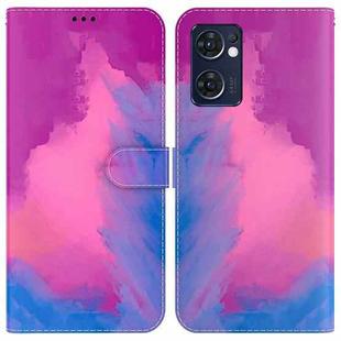 For OPPO Reno7 5G Foreign Version & Taiwan Version / Find X5 Lite Watercolor Pattern Horizontal Flip Leather Phone Case(Purple Red)