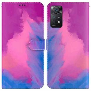 For Xiaomi Redmi Note 11 Pro 5G / 4G Foreign Version Watercolor Pattern Horizontal Flip Leather Phone Case(Purple Red)