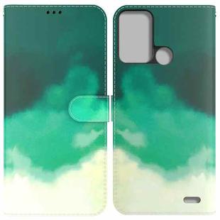 For ZTE Blade A52 Watercolor Pattern Horizontal Flip Leather Phone Case(Cyan Green)