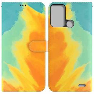 For ZTE Blade A52 Watercolor Pattern Horizontal Flip Leather Phone Case(Autumn Leaf Color)