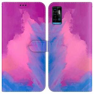 For ZTE Blade A72 / V40 Vita Watercolor Pattern Horizontal Flip Leather Phone Case(Purple Red)
