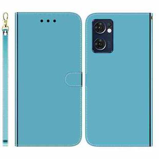 For OPPO Reno7 5G Taiwan Version / Find X5 Lite Imitated Mirror Surface Horizontal Flip Leather Phone Case(Blue)