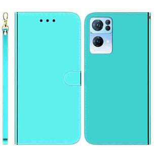 For OPPO Reno7 Pro 5G Imitated Mirror Surface Horizontal Flip Leather Phone Case(Mint Green)