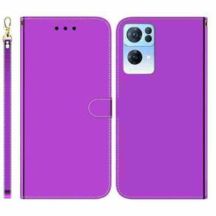 For OPPO Reno7 Pro 5G Imitated Mirror Surface Horizontal Flip Leather Phone Case(Purple)
