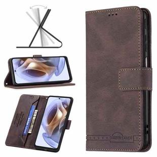 For Motorola Moto G31 / G41 Magnetic Clasp RFID Blocking Anti-Theft Leather Case(Brown)