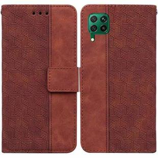 For Huawei P40 Lite/nova 6 SE/nova 7i Geometric Embossed Leather Phone Case(Brown)