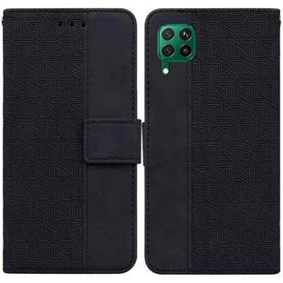 For Huawei P40 Lite/nova 6 SE/nova 7i Geometric Embossed Leather Phone Case(Black)