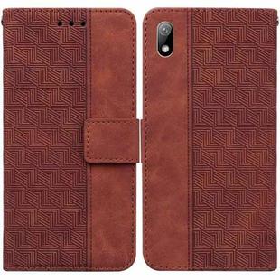 For Huawei Y5 2019 / Honor 8S Geometric Embossed Leather Phone Case(Brown)