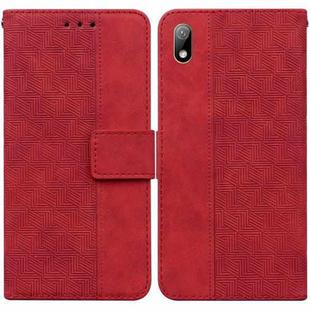 For Huawei Y5 2019 / Honor 8S Geometric Embossed Leather Phone Case(Red)