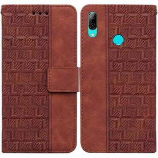 For Huawei P smart 2019/Honor 10 Lite Geometric Embossed Leather Phone Case(Brown)